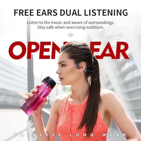 Open Ear Wireless Sports Headphones, Bluetooth 5.0 Waterproof Sweatproof Headset with Mic for Sport Jogging Running Driving Cycling Hiking Indoor and Outdoor Use