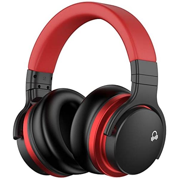 MOVSSOU E7 Active Noise Cancelling Headphones Bluetooth Headphones Wireless Headphones Over Ear with Microphone Deep Bass, Comfortable Protein Earpads, 30 Hours Playtime for Travel