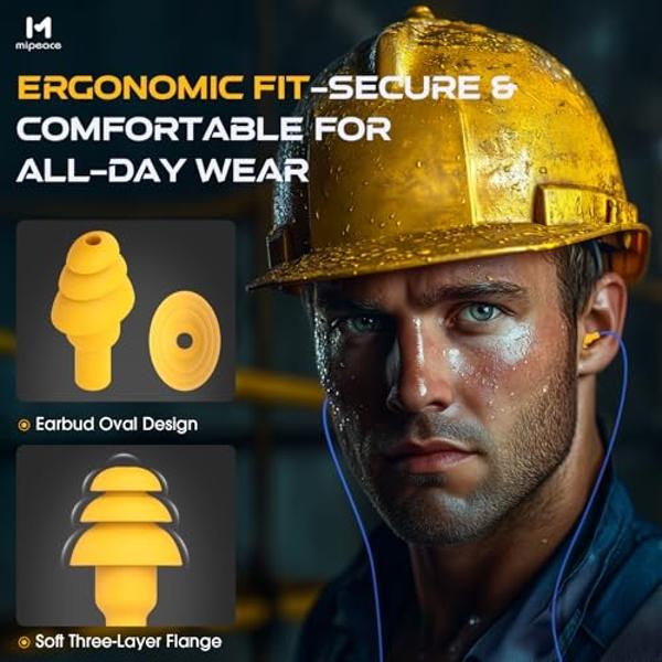 MIPEACE Work Earbuds Headphones, Ear Plug Headphones for Work-Noise isolating Earbuds Earphones for Industrial Safety Construction(Blue)