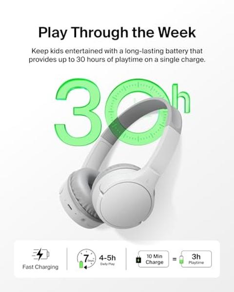 Altec Lansing Kid Safe Noise Cancelling Wireless Headphones 15H Battery, 85dB Volume Limit, Foldable Design Powerful Sound, Active Noise Cancellation Perfect for Kids Ages 7+