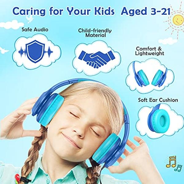 Candy Bila Bluetooth Kids Headphones Fit for Aged 3-21, Colorful LED Lights Comfort Wireless Headphones with Microphone 94dB Volume Limited for School/iPad/PC/TV/Cellphones, Wired 