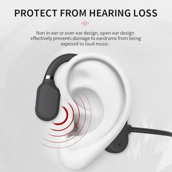 Open Ear Wireless Sports Headphones, Bluetooth 5.0 Waterproof Sweatproof Headset with Mic for Sport Jogging Running Driving Cycling Hiking Indoor and Outdoor Use