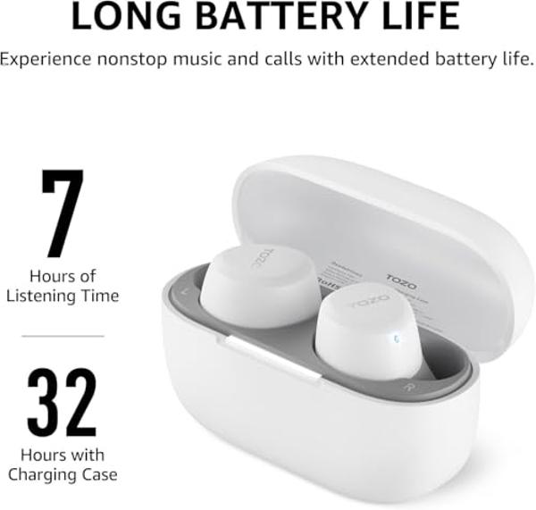 TOZO A1 Wireless Earbuds Bluetooth 5.3 Light Weight in Ear IPX5 Waterproof Headphones 2 Mic for AI Calls, Immersive Premium Sound Bass Headset with Charging Case, 32 Presets EQ Cus