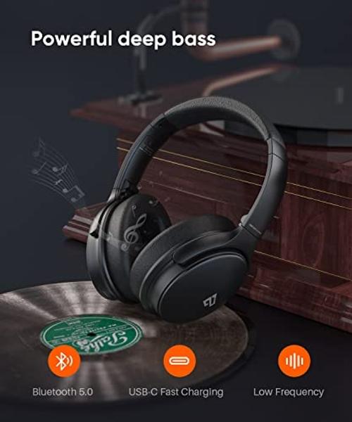 INFURTURE Upgrade Active Noise Cancelling Headphones, H1 Wireless Over Ear Bluetooth Headphones, Deep Bass Headset, Low Latency, Memory Foam Ear Cups,90H Playtime