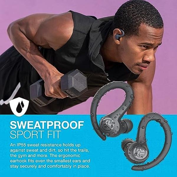 JLab Go Air Sport, Wireless Workout Earbuds Featuring C3 Clear Calling, Secure Earhook Sport Design, 32+ Hour Bluetooth Playtime, and 3 EQ Sound Settings (Graphite/Black)