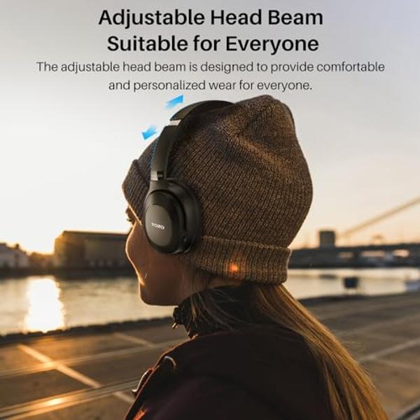 INFURTURE Upgrade Active Noise Cancelling Headphones, H1 Wireless Over Ear Bluetooth Headphones, Deep Bass Headset, Low Latency, Memory Foam Ear Cups,90H Playtime