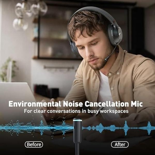 INFURTURE Upgrade Active Noise Cancelling Headphones, H1 Wireless Over Ear Bluetooth Headphones, Deep Bass Headset, Low Latency, Memory Foam Ear Cups,90H Playtime