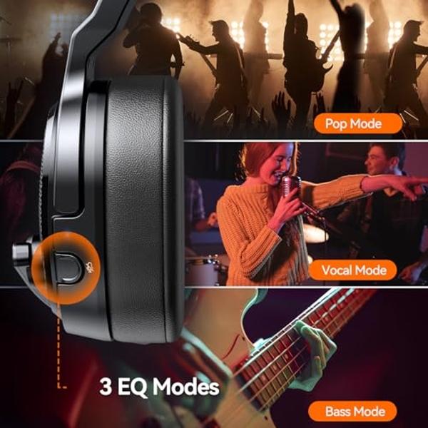 TECKNET Bluetooth Trucker Headset, 40Hrs Single and Dual Ear Wireless Headset with Mic for Work Noise Cancelling, 3 EQ Music Modes Trucker Bluetooth Headset for PC, Drivers, Office