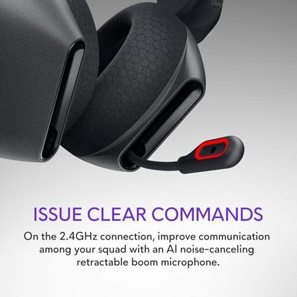 Alienware AW720H Dual-Mode Wireless Gaming Headset - Dolby Atmos Spatial Sound, Wireless 2.4 GHz, 3.5mm Connector Cable, In-line Controls, Integrated Microphone, Unidirectional - D