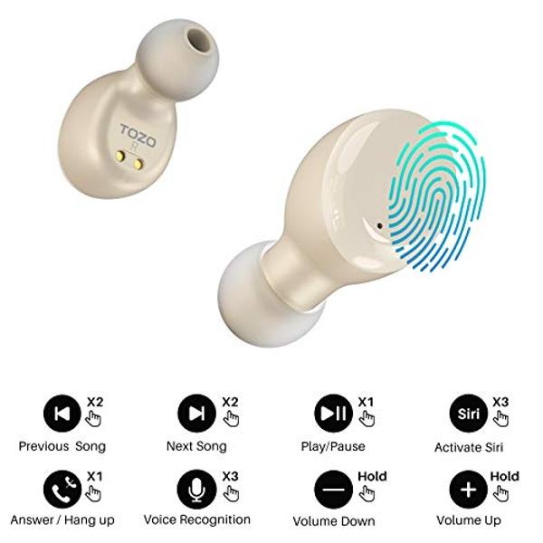 TOZO T6 Wireless Earbuds Bluetooth 5.3 Headphones, Ergonomic Design in Ear Headset, 50Hrs Playtime with Wireless Charging Case, APP EQ Customisable, IPX8 Waterproof