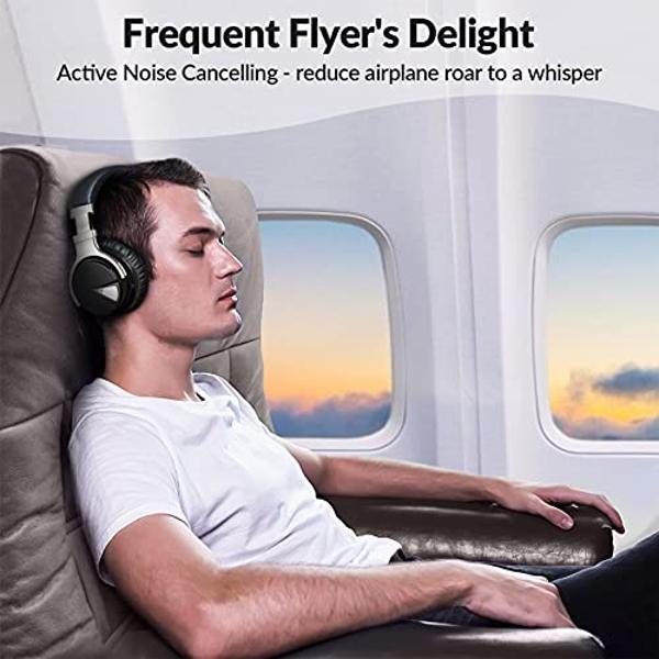INFURTURE Upgrade Active Noise Cancelling Headphones, H1 Wireless Over Ear Bluetooth Headphones, Deep Bass Headset, Low Latency, Memory Foam Ear Cups,90H Playtime