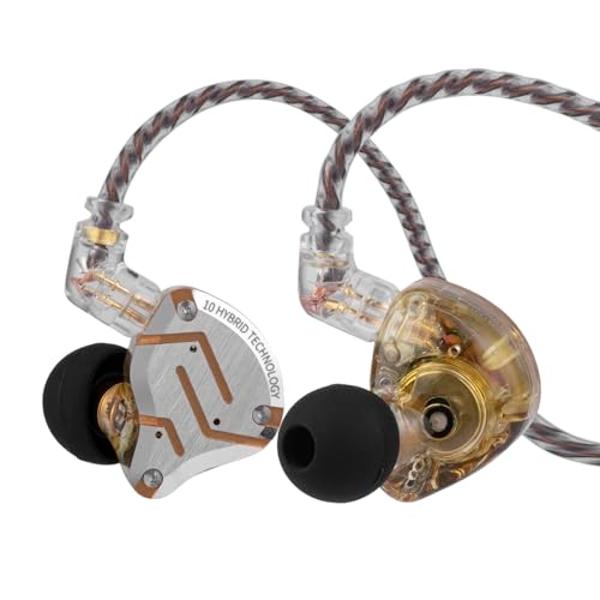 Linsoul KZ ZS10 Pro, 4BA+1DD 5 Driver in Ear Monitor, HiFi Wired Earbuds, Gaming Earbuds, Hybrid IEM Earphones with Stainless Steel Faceplate, Detachable Cable for Musician(Without