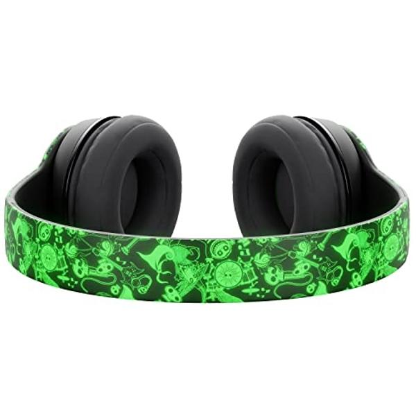 Disney Nightmare Before Christmas Glow in The Dark Bluetooth Headphones Over Ear, Wireless and Wired Foldable Headset Built-in Microphone - Tim Burton Jack Skellington & Sally - Ad