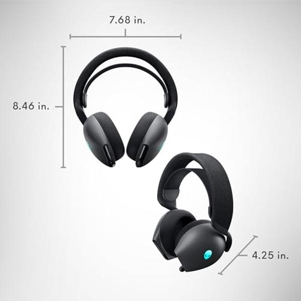 Alienware AW720H Dual-Mode Wireless Gaming Headset - Dolby Atmos Spatial Sound, Wireless 2.4 GHz, 3.5mm Connector Cable, In-line Controls, Integrated Microphone, Unidirectional - D