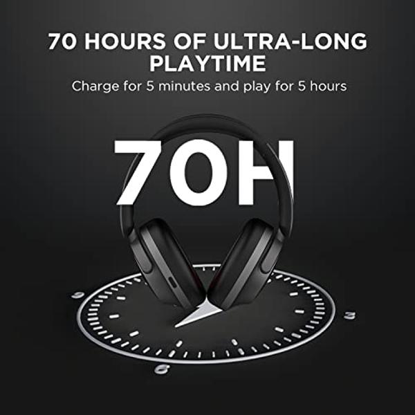 1MORE SonoFlow Active Noise Cancelling Headphones, Bluetooth Headphones with LDAC for Hi-Res Wireless Audio, 70H Playtime, Clear Calls, Preset EQ Via App, Black
