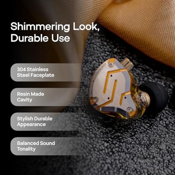 Linsoul KZ ZS10 Pro, 4BA+1DD 5 Driver in Ear Monitor, HiFi Wired Earbuds, Gaming Earbuds, Hybrid IEM Earphones with Stainless Steel Faceplate, Detachable Cable for Musician(Without