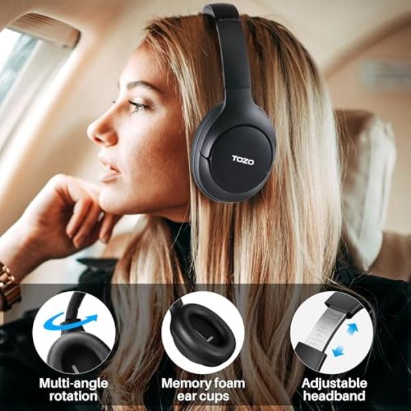 INFURTURE Upgrade Active Noise Cancelling Headphones, H1 Wireless Over Ear Bluetooth Headphones, Deep Bass Headset, Low Latency, Memory Foam Ear Cups,90H Playtime