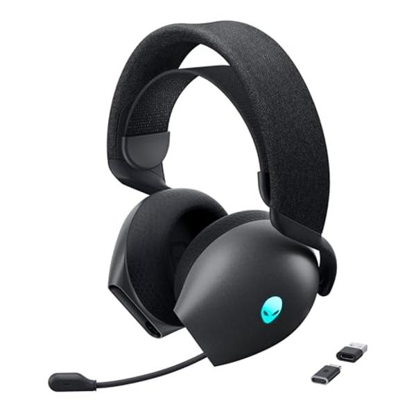 Alienware AW720H Dual-Mode Wireless Gaming Headset - Dolby Atmos Spatial Sound, Wireless 2.4 GHz, 3.5mm Connector Cable, In-line Controls, Integrated Microphone, Unidirectional - D
