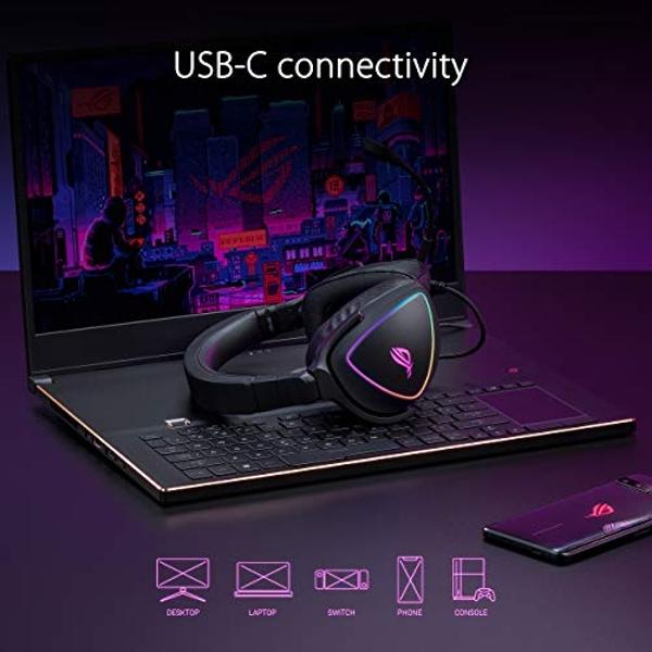 ASUS ROG Delta S Gaming Headset with USB-C | Ai Powered Noise-Canceling Microphone | Over-Ear Headphones for PC, Mac, Nintendo Switch, and Sony Playstation | Ergonomic Design , Bla