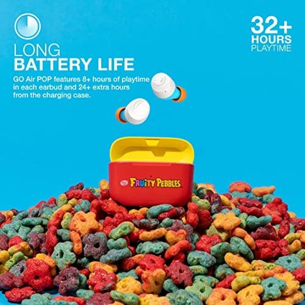 JLab Go Air Pop True Wireless Bluetooth Earbuds & Charging Case, Fruity Pebbles, Dual Connect, IPX4 Sweat Resistance, Bluetooth 5 Connection, 3 EQ Sound Settings Signature, Balance