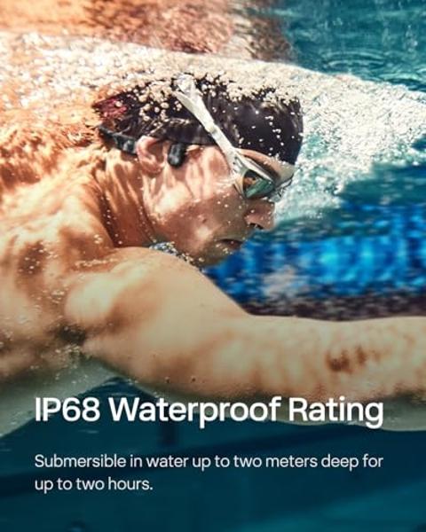 SHOKZ OpenSwim - MP3 Waterproof Headphones for Swimming - Not Bluetooth Compatible - Built-in MP3 Player with Storage for 1200 Songs - Open-Ear Wireless Headphones, with Nose Clip 