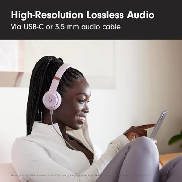 Beats Solo 4 - Wireless Bluetooth On-Ear Headphones, Apple & Android Compatible, Up to 50 Hours of Battery Life - Cloud Pink (Renewed)