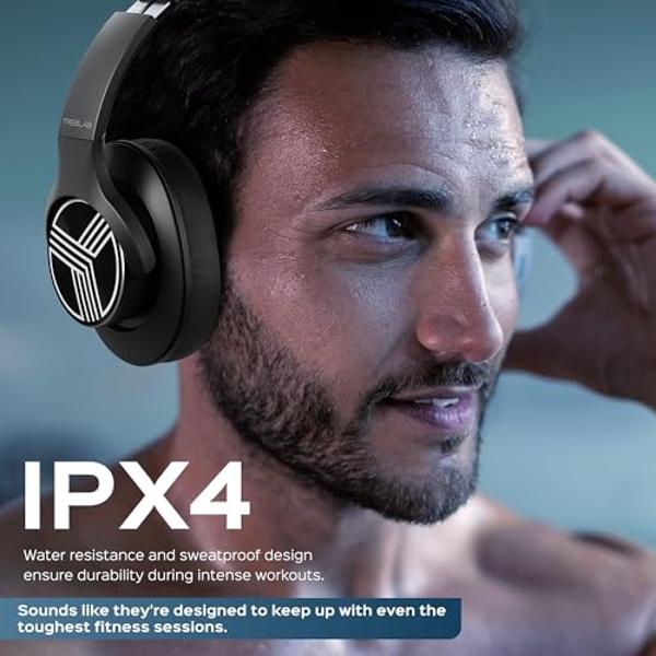 TREBLAB Z2 Active Noise Cancelling Workout Headphones - Signature-HD Sound, Deep Bass, 35H Battery, Comfortable, Foldable Over Ear Bluetooth Headphones Wireless. for Gym, Sport, Tr