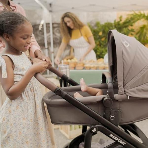 Maxi-Cosi Tayla Max Baby Strollers, Modular with Adjustable Seat, Converts to Lie-Flat Carriage, Parent and World Facing View, Lightweight, Onyx Wonder