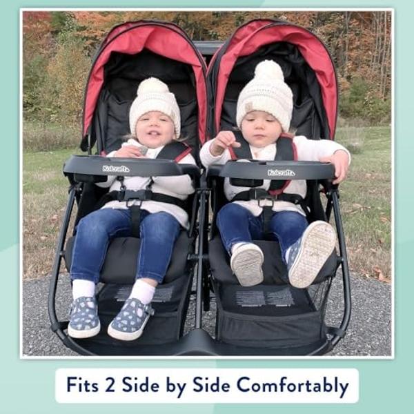 Kolcraft Cloud Plus Side-by-Side Lightweight Double Baby Stroller and Toddler Stroller with Reclining Seats, Child and Parent Trays, Large Storage, Extendable Canopies, Compact Fol