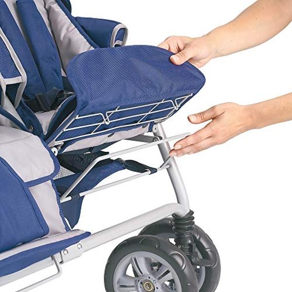 Children’s Factory Infant Toddler SureStop Folding Commercial Bye-Bye Stroller (4-Passenger), Blue