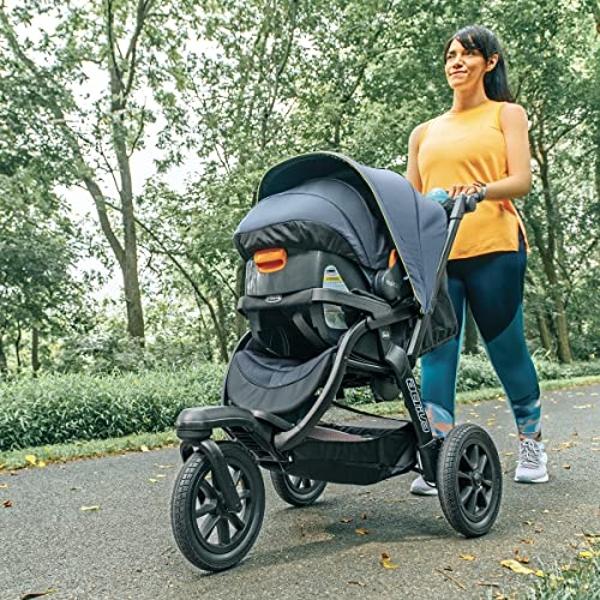 Chicco Activ3 Jogging Stroller Travel System, Includes Chicco KeyFit 30 Infant Car Seat with Base, Lightweight Aluminum Frame, Stroller and Car Seat Combo, Baby Travel Gear | Solar