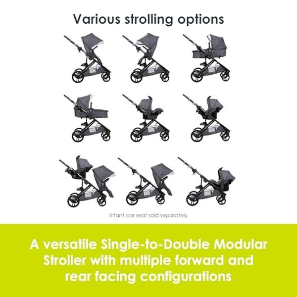 Baby Trend Morph Single to Double Modular Stroller, Dash Grey