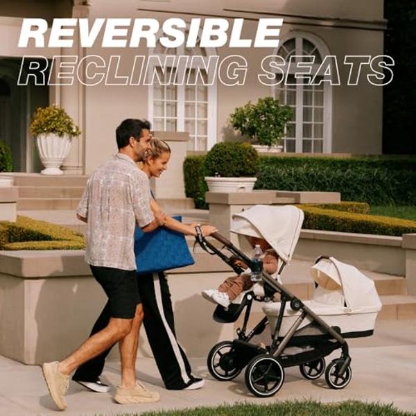 Cybex Gazelle S All-in-One Toddler and Baby Stroller with Over 20 Modular Configurations, Ergonomic Near-Flat Recline, Shopper Basket, and Compact Fold,Moon Black, Black Frame