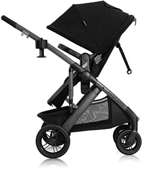 Evenflo Pivot Suite Travel System with LiteMax Infant Car Seat with Anti-Rebound Bar Dunloe Black