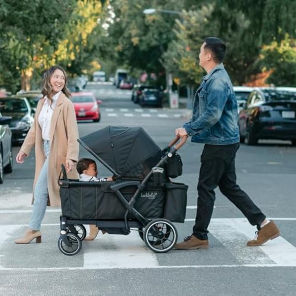 Larktale Adjustable Stroller, 2 Seater Kids Wagon, 120 Pound Capacity, Sprout V2, Black
