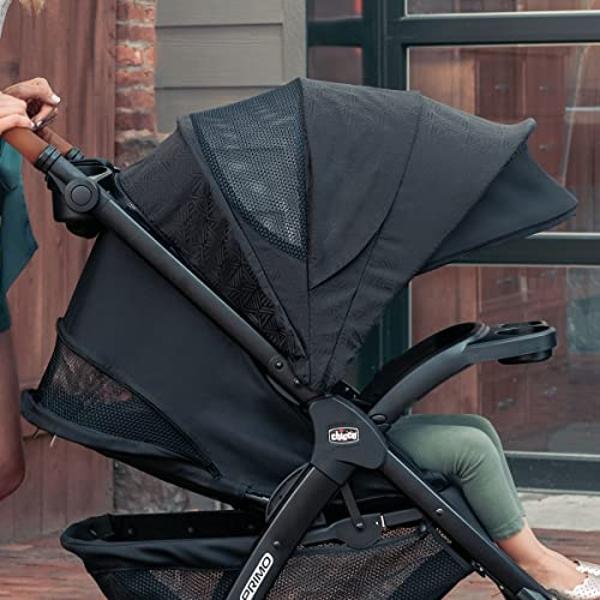 Chicco Bravo Primo Trio Travel System, Quick-Fold Stroller with Chicco KeyFit 35 Zip Extended-Use Infant Car Seat and Stroller Combo | Springhill/Black