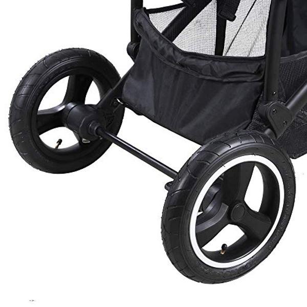 Scozer Jogger Stroller with Dining Plate and Cup Holder Big Storage Basket,Adjustable Awning, Variable Seat and Recliner Lightweight Baby Jogging Stroller,Black