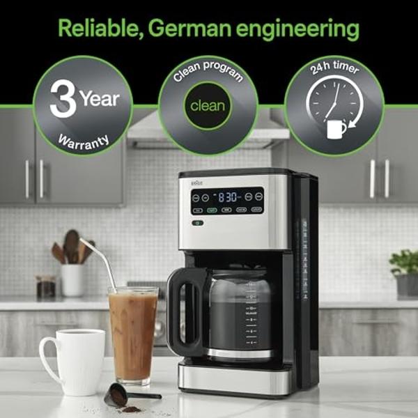 Braun Pure Flavor 14 Cup Drip Coffee Maker, 14 cup, Black, KF5650BK