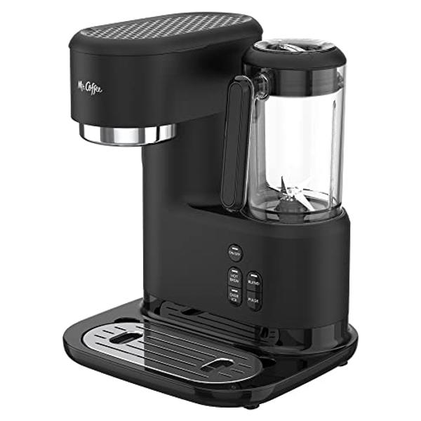 Mr. Coffee 3-in-1 Single-Serve Iced and Hot Coffee/Tea Maker with Blender with Reusable Filter, Scoop, Recipe Book, 2 Tumblers, Lids and Straws, Black