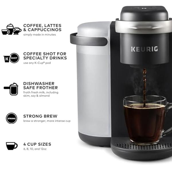 Keurig K-Cafe Single-Serve K-Cup Coffee Maker, Latte Maker and Cappuccino Maker, Comes with Dishwasher Safe Milk Frother, Coffee Shot Capability, Compatible with all Keurig K-Cup P