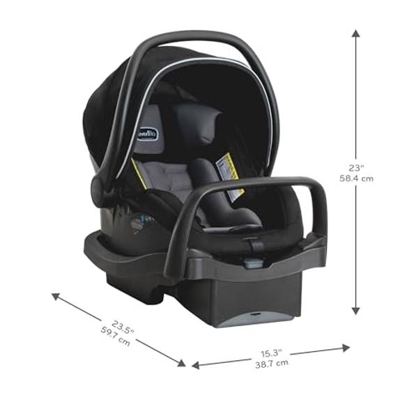 Evenflo Pivot Xpand Modular Travel System with LiteMax Infant Car Seat with Anti-Rebound Bar (Ayrshire Black)