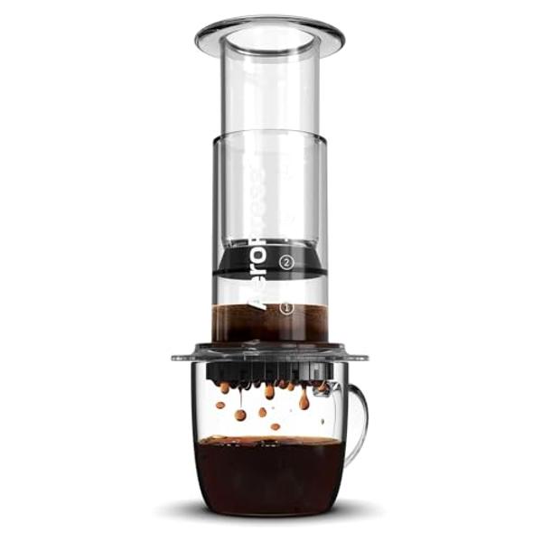 AeroPress Clear Coffee Press – 3 In 1 Brew Method Combines French Press, Pourover, Espresso, Full Bodied Coffee Without Grit or Bitterness, Small Portable Coffee Maker for Camping 