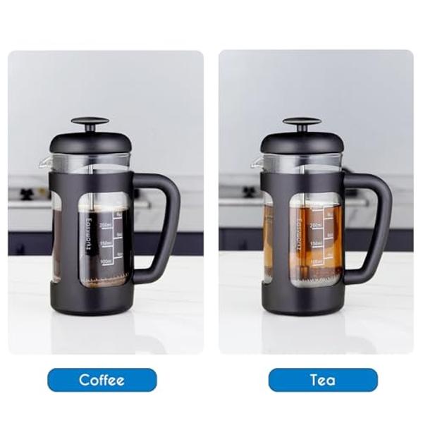 Easyworkz French Press 12 oz Coffee Tea Maker with Borosilicate Glass,Soft Grip Handle
