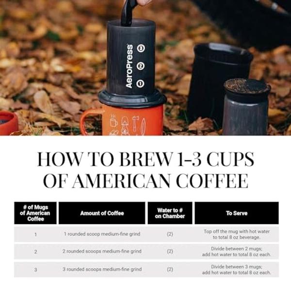 AeroPress Go Travel Coffee Press Kit - 3 in 1 brew method combines French Press, Pourover, Espresso - Full bodied coffee without grit or bitterness - Small portable coffee maker fo