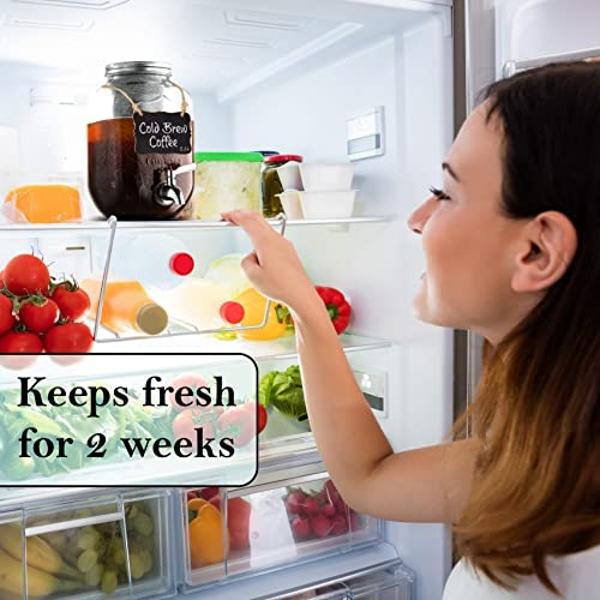 1 Gallon Cold Brew Coffee Maker - 3rd Generation Fine Mesh Filter - Stainless Steel Spigot - Extra Thick Large Glass Mason Jar Drink Dispenser Carafe, Iced Coffee Maker & Sun Tea P