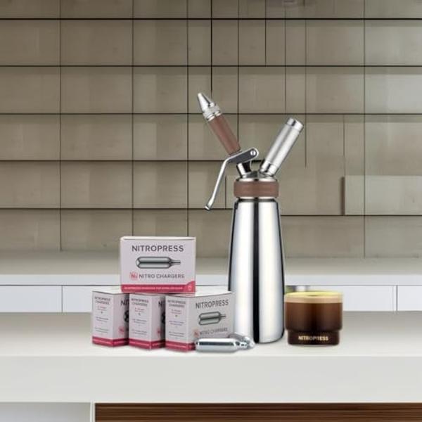 Hatfields London NitroPress Nitro Cold Brew Maker And Dispenser, Nitro Machine, Cold Brew Kit with 40 Nitro Chargers