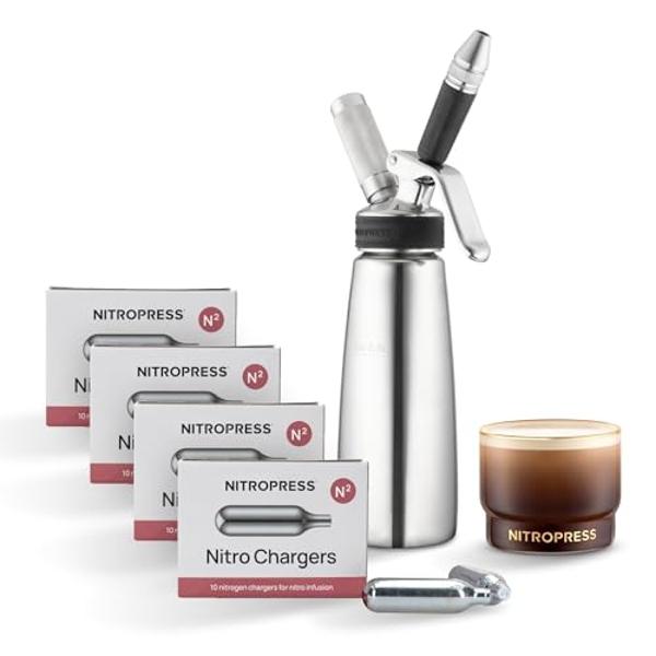 Hatfields London NitroPress Nitro Cold Brew Maker And Dispenser, Nitro Machine, Cold Brew Kit with 40 Nitro Chargers