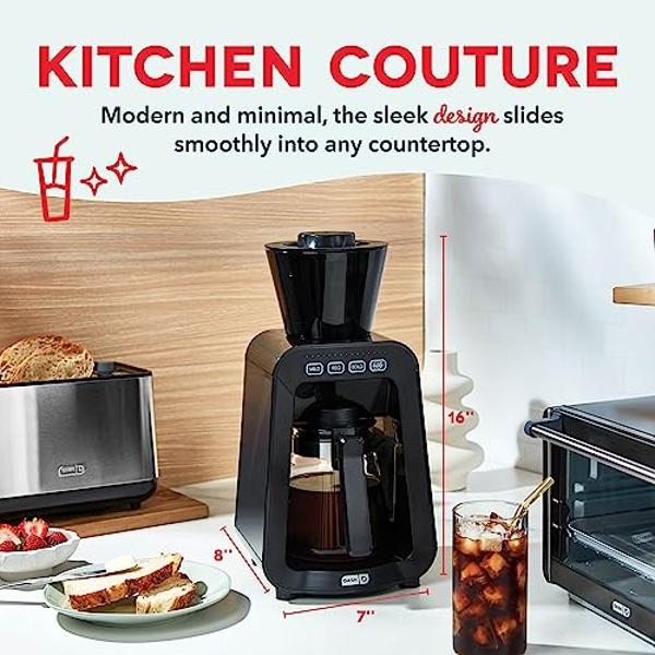 DASH Rapid Cold Brew Maker with VacuPress™ Technology with Glass Carafe for 40 Ounces of Instant Fresh Cold Brew Coffee or Iced Tea