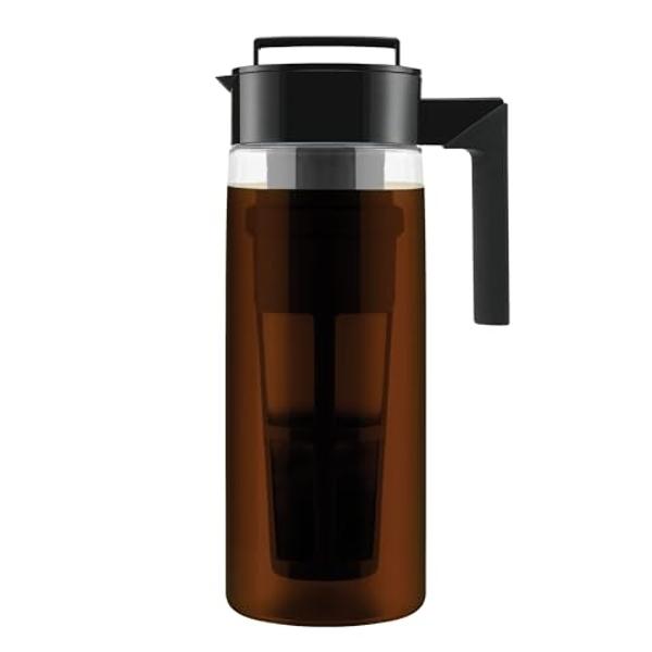 Cold Brew Coffee Maker - Large Glass Infusion Pitcher 1.6 Quarts 52oz - Iced Coffee & Iced Tea Pitcher with Stainless Steel Lid & Fruit Infusion Tube - Perfect for Home or Office