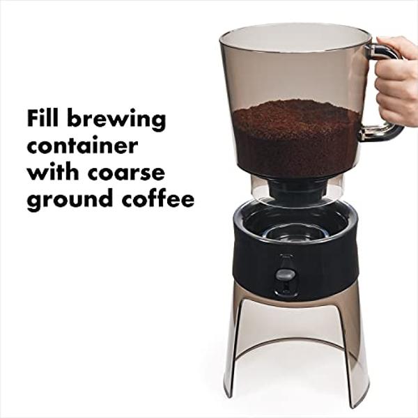 OVALWARE Airtight Cold Brew Iced Coffee Maker Pitcher (& Iced Tea Maker) with Spout – 1.5L/ 51oz Brewing Glass Carafe with Removable Stainless Steel Filter